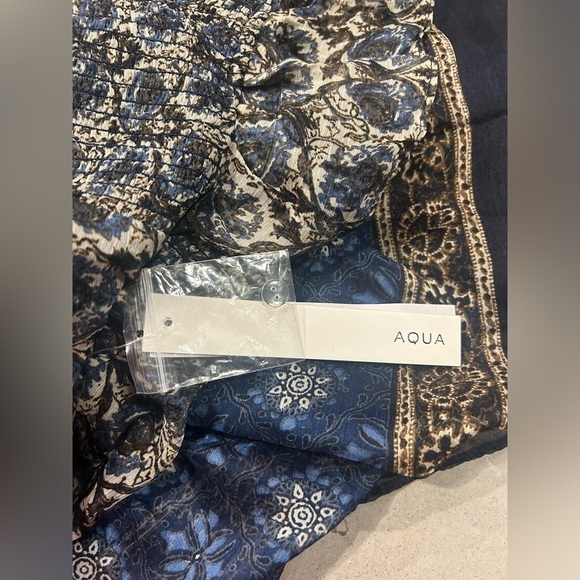 Aqua Bloomingdale’s Dress Ruffle Floral Pattern Small - Picture 9 of 14